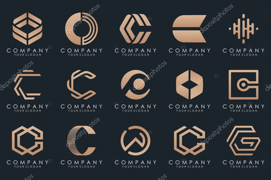 Creative letter C logo icon set. design for business of luxury, elegant, simple.