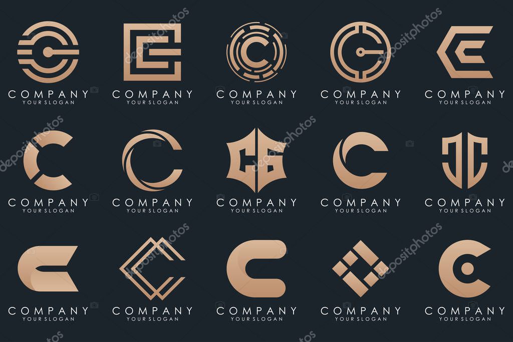 Creative letter C logo icon set. design for business of luxury, elegant, simple.