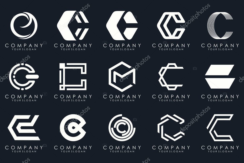 Creative letter C logo icon set. design for business of luxury, elegant, simple.