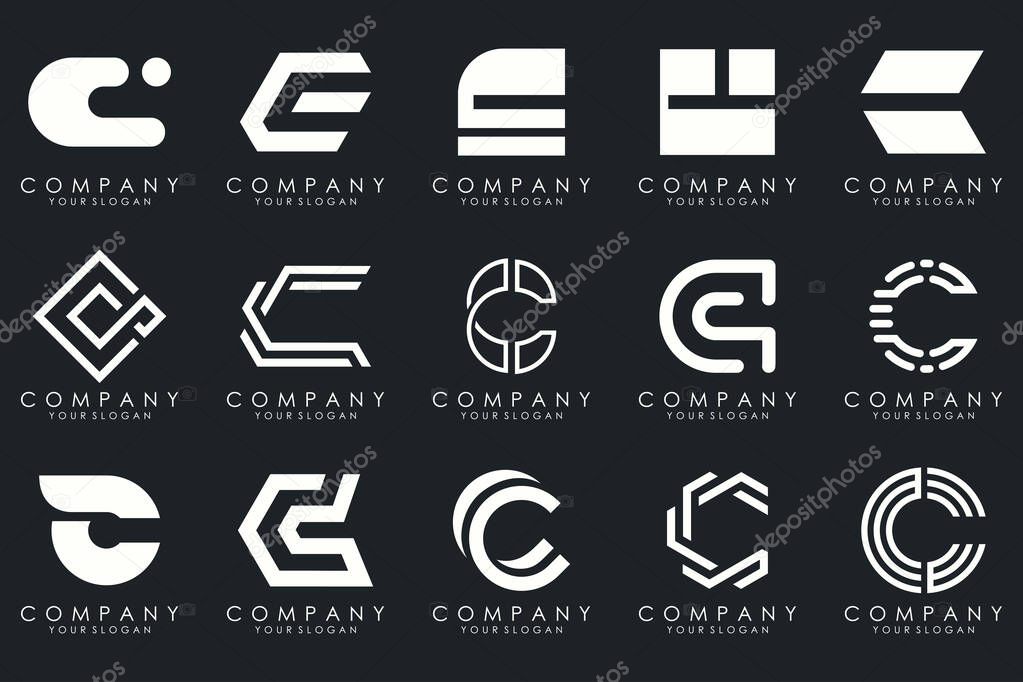 Creative letter C logo icon set. design for business of luxury, elegant, simple.
