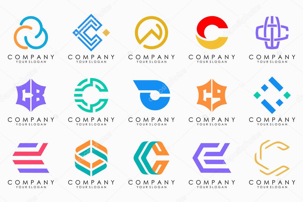 Creative letter C logo icon set. design for business of luxury, elegant, simple.