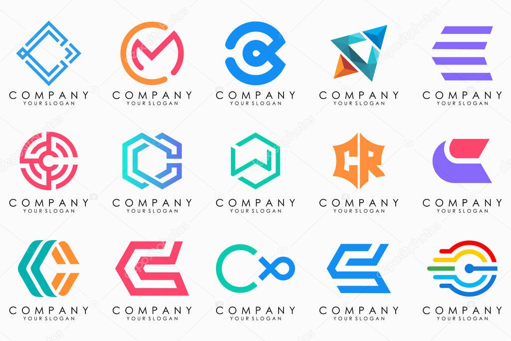 Creative letter C logo icon set. design for business of luxury, elegant, simple.