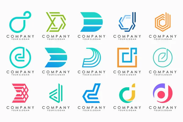 Abstrato Letra Logotipo Ícone Definido Design Para Negócios Luxo Elegante — Vetor de Stock