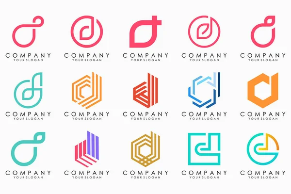 Abstrato Letra Logotipo Ícone Definido Design Para Negócios Luxo Elegante —  Vetores de Stock
