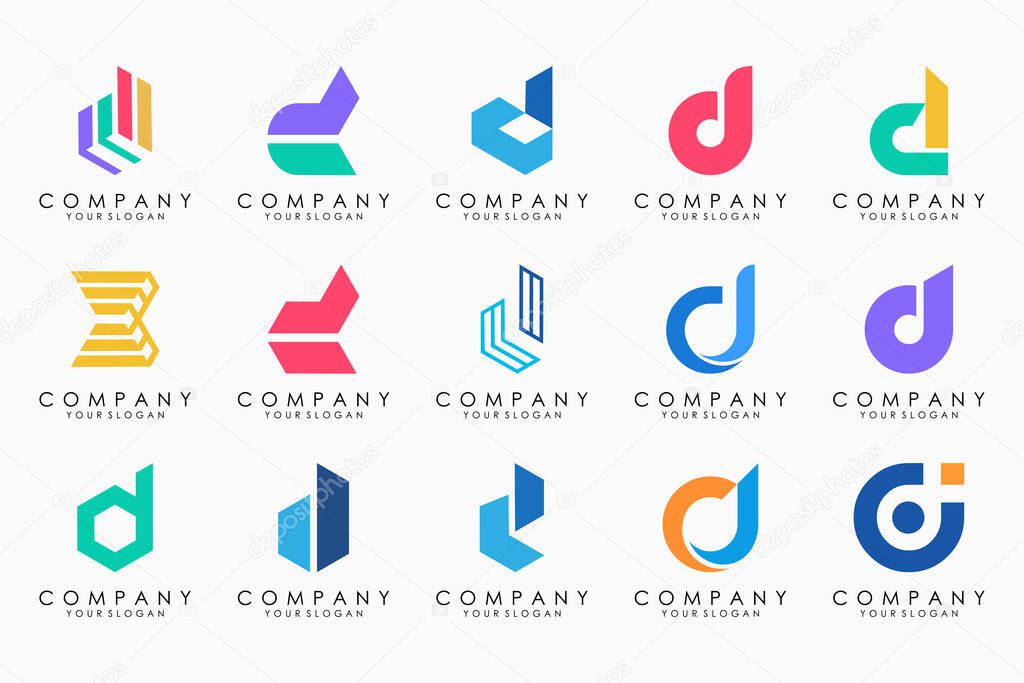 Abstract letter D logo icon set. design for business of luxury, elegant, simple.