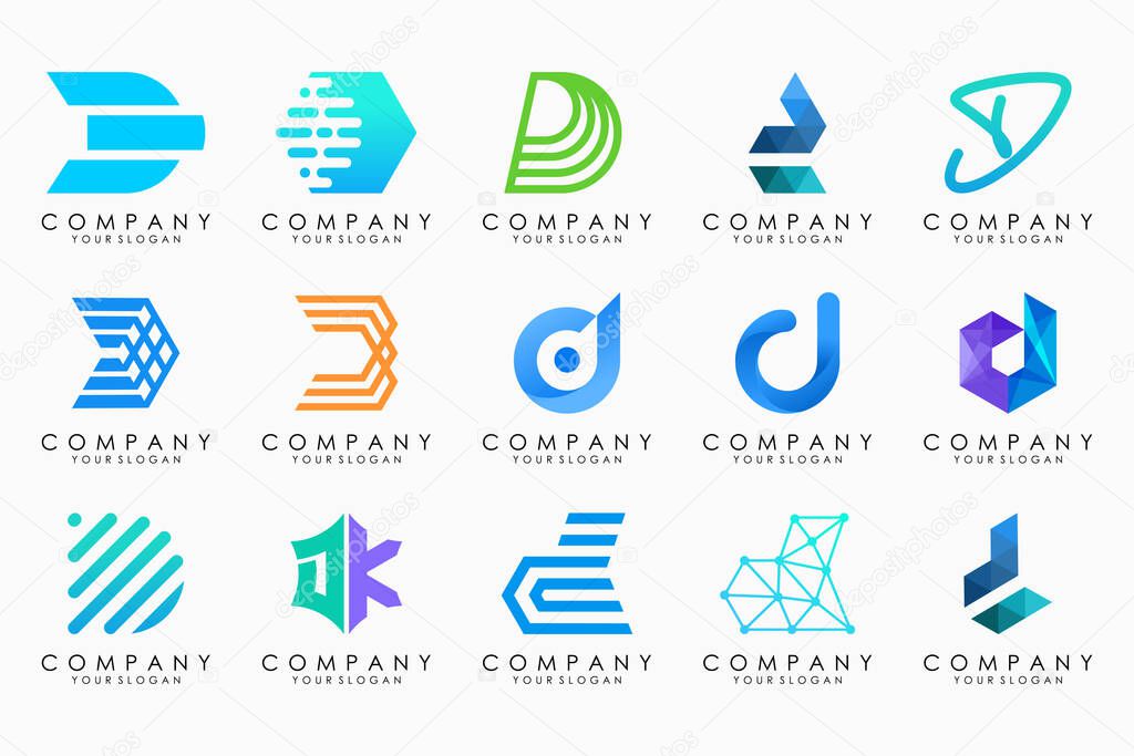 Abstract letter D logo icon set. design for business of luxury, elegant, simple.