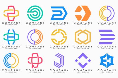 Soyut D harfi logo simgesi seti. Lüks, zarif ve basit işletmeler için tasarım.