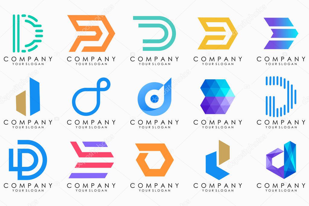 Abstract letter D logo icon set. design for business of luxury, elegant, simple.