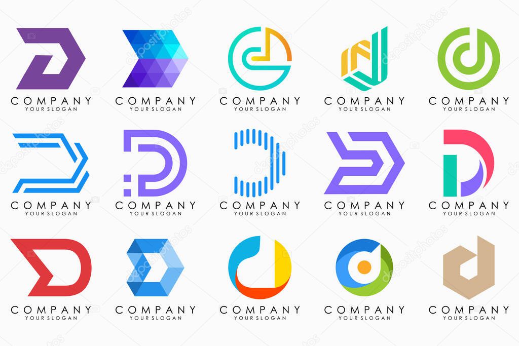 Abstract letter D logo icon set. design for business of luxury, elegant, simple.