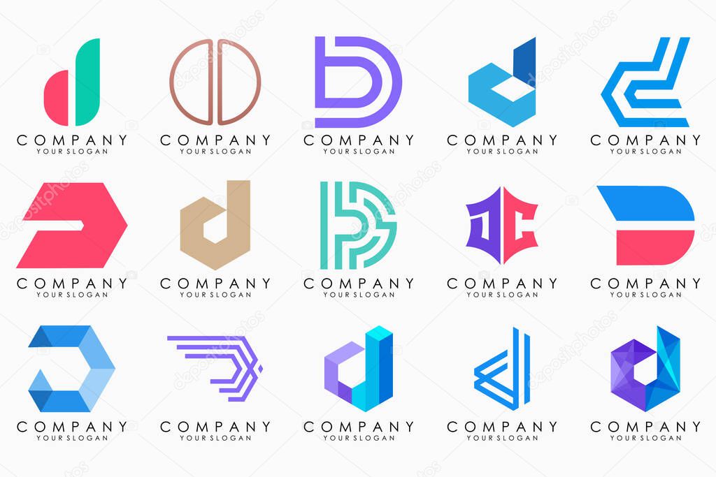 Abstract letter D logo icon set. design for business of luxury, elegant, simple.