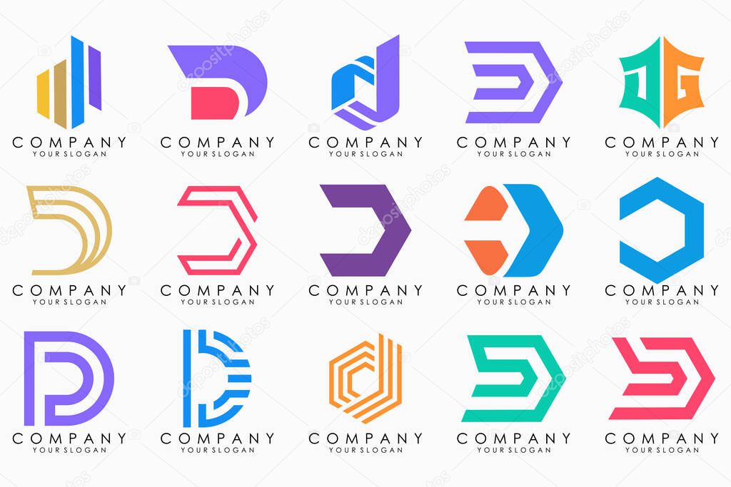 Abstract letter D logo icon set. design for business of luxury, elegant, simple.