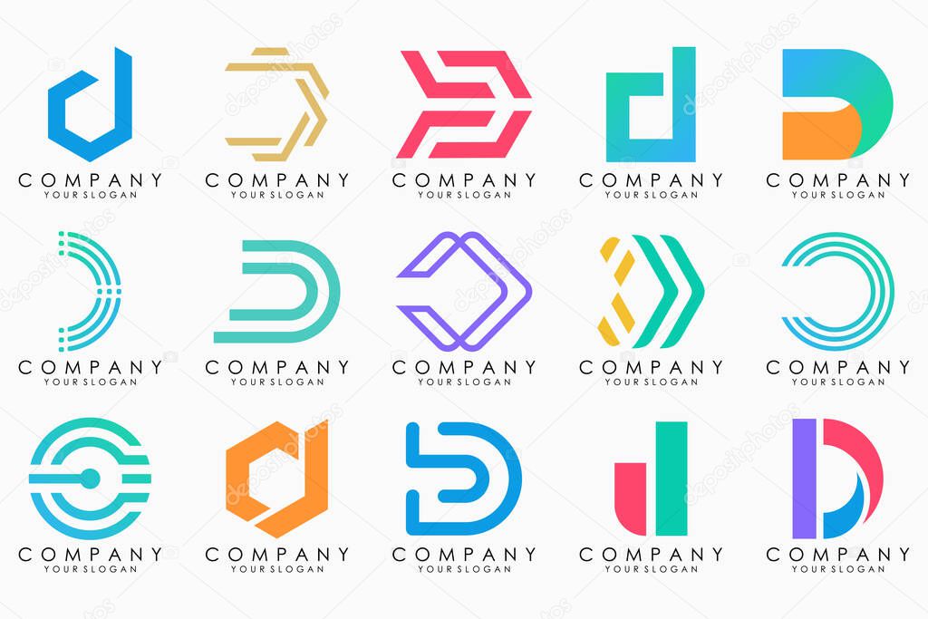 Abstract letter D logo icon set. design for business of luxury, elegant, simple.
