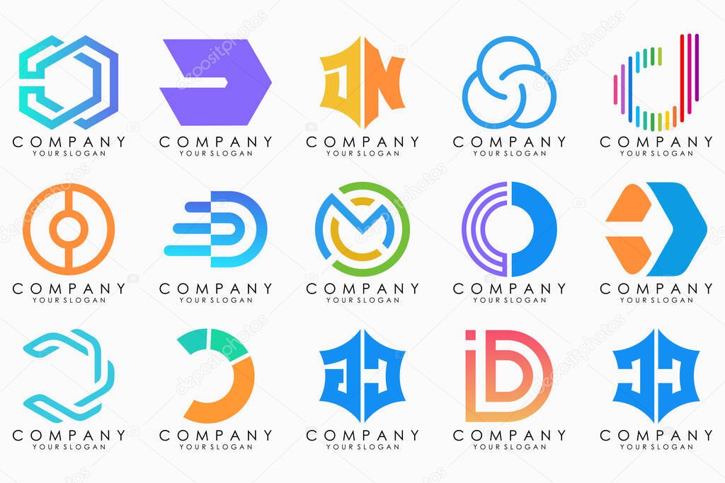 Abstract letter D logo icon set. design for business of luxury, elegant, simple.