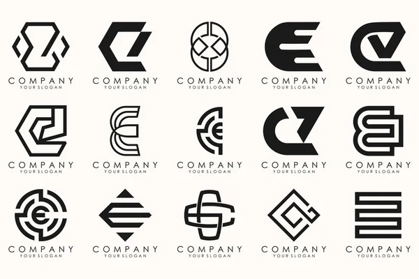 Collection Lettre Logo Abstrait Symbole Conception Logos Géométriques Méga Collection — Image vectorielle