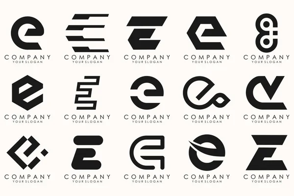 stock vector Collection of letter E abstract logo design symbol. Geometrical logos mega collection with letters.