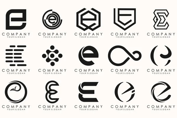 Harfinin Soyut Logo Tasarım Sembolü Koleksiyonu Geometrik Logo Mega Koleksiyonu — Stok Vektör
