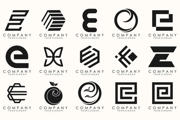 Insamling Bokstaven Abstrakt Logotyp Design Symbol Geometriska Logotyper Megasamling Med — Stock vektor
