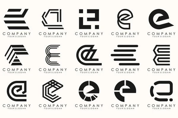 stock vector Collection of letter E abstract logo design symbol. Geometrical logos mega collection with letters.