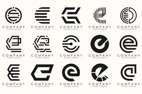 Colección Letra Símbolo Diseño Del Logotipo Abstracto Logos Geométricos Mega — Archivo Imágenes Vectoriales