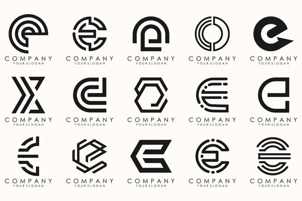 Insamling Bokstaven Abstrakt Logotyp Design Symbol Geometriska Logotyper Megasamling Med — Stock vektor