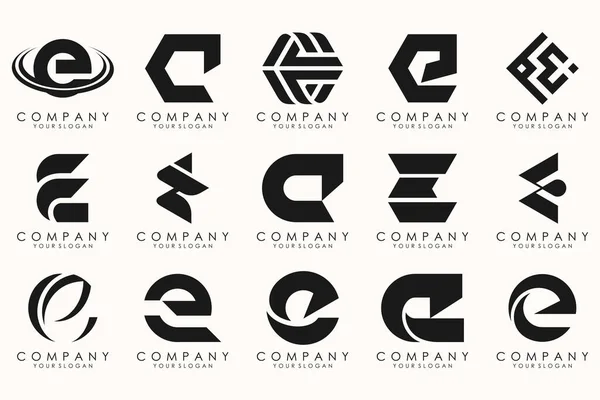 stock vector Collection of letter E abstract logo design symbol. Geometrical logos mega collection with letters.