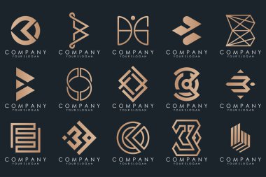 abstract letter B logo icon set. design for business of luxury, elegant, simple.