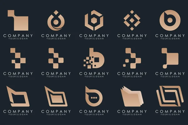 Set Creative Letter Logo Design Template Icons Business Luxury Elegant — Stock Vector