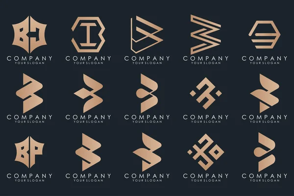 Creative Letter Logo Icon Set Design Business Luxury Elegant Simple — Stock Vector