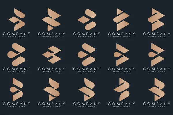 Twórczy Zestaw Ikon Logo Design Dla Biznesu Luksusu Elegancki Prosty — Wektor stockowy