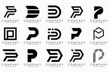 P harfi logo dizaynı. modern simge yaratıcı monogram ilham.