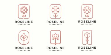 Yaratıcı çiçek logosu ve simge seti. tasarım şablonu.