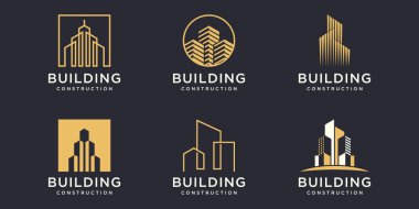 Bina Logo Tasarım Şablonu. Logo Tasarımı İlham İçin Şehir Geliştirme.