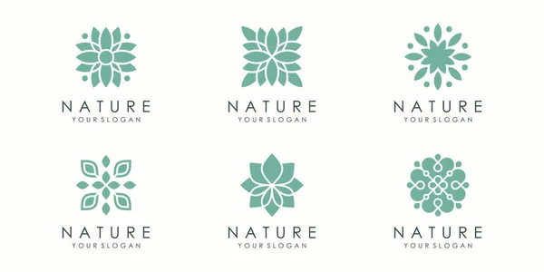 Абстрактний Квітковий Орнамент Логотип Набір Іконок Вектор Шаблону Дизайну — стоковий вектор