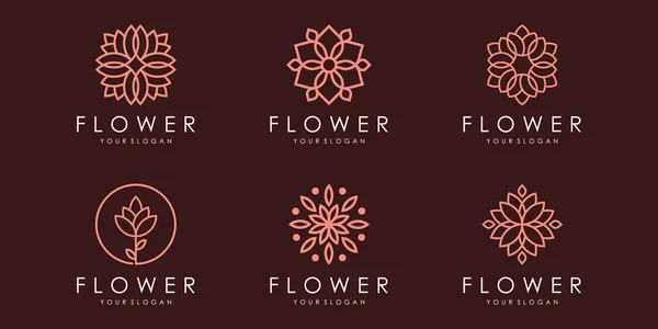 Blumenschmuck Logo Und Symbolset Designvorlagenvektor — Stockvektor