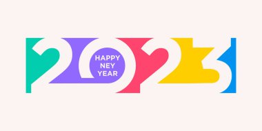 Yeni Yıl 2023 logo tasarımınız kutlu olsun. Yeni yıl 2023 metin tasarım vektör şablonu.