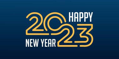 Yeni Yıl 2023 logo tasarımınız kutlu olsun. Yeni yıl 2023 metin tasarım vektör şablonu.