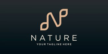 İlk harf N ve yaprak logo vektör tasarımı.