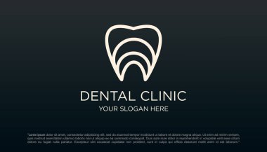 Diş kliniği diş logosu tasarımı vektör çizimi.