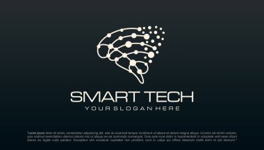 Beyin teknolojisi logosu tasarımı. Yapay zeka ve teknoloji logo taşıyıcı tasarımı