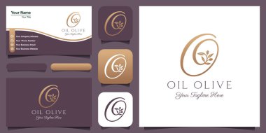 O harfi birleştirilmiş zeytinyağı logosu tasarım şablonu.