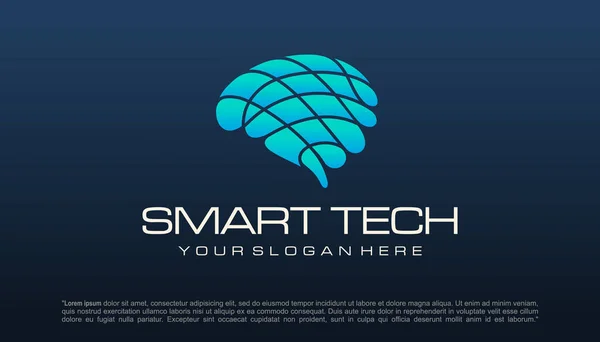 Diseño Del Logotipo Brain Tech Diseño Vectores Con Logo Inteligencia — Archivo Imágenes Vectoriales