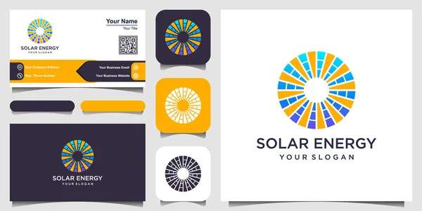 Logo Énergie Solaire Conçoit Vecteur Logo Sun Power — Image vectorielle