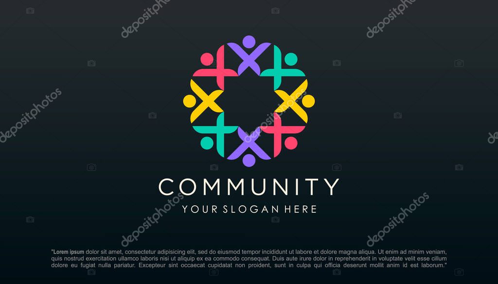 Unity people logo design vector template.