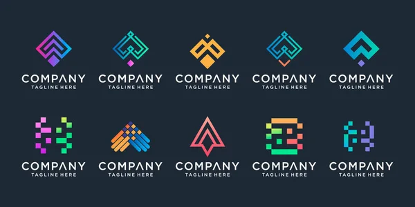 Set Creative Arrow Letter Logo Design Template Icons Business Luxury — Stock Vector