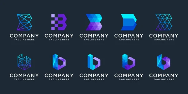 Ensemble Lettre Créative Logo Modèle Conception Icônes Pour Technologie Entreprise — Image vectorielle