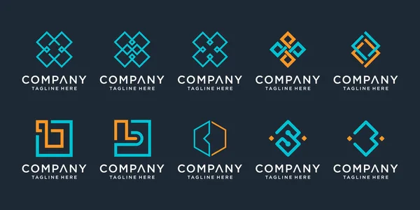 Set Monogram Creative Letter Logo Design Template Icons Business Technology — Stock Vector
