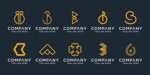 Набор Креативной Буквы Шаблон Логотипа Иконы Бизнеса Роскоши Элегантный Простой — стоковый вектор
