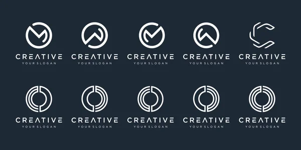 Set Van Creatieve Monogram Logo Ontwerp Template Iconen Voor Het — Stockvector