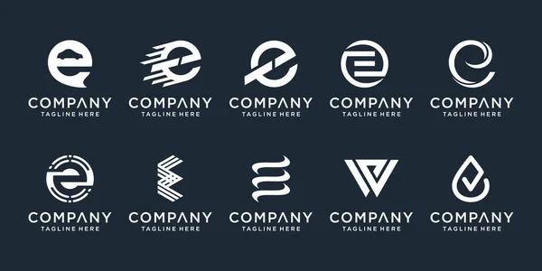 Conjunto Abstrato Inicial Letra Logotipo Modelo Design Ícones Para Negócios —  Vetores de Stock