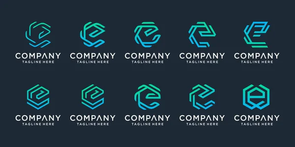 Set Lettera Creativa Logo Modello Design Icone Business Del Lusso — Vettoriale Stock